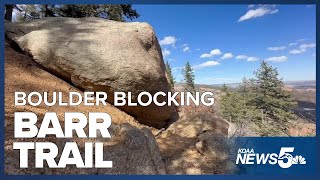 Large boulder blocking heavily trafficked Barr Trail [upl. by Lejna]