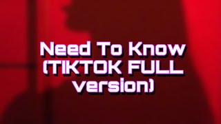 Doja Cat  Need to Know full VersionTikTok sound slowedreverb [upl. by Steele]