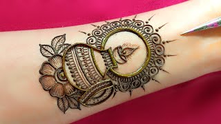 करवा चौथ मेहंदी डिजाइन  Karwa chauth mehndi design  Front hand mehndi  Arabic mehndi  mehndi [upl. by Ro363]