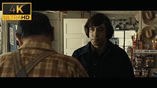 No Country for Old Men  The Coin Toss Scene  4K ULTRA HD [upl. by Aitsirk]