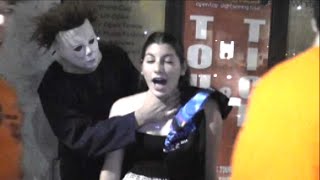 Michael Myers vs Slender Man scare prank [upl. by Alidis358]