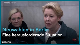 Franziska Giffey zu den gerichtlich angeordneten Neuwahlen in Berlin am 161122 [upl. by Wistrup]