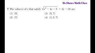 Regents Algebra II August 2018 7 [upl. by Ajidahk65]