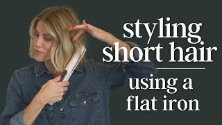 Styling Short Hair  Using a Flat Iron [upl. by Ahsrats90]