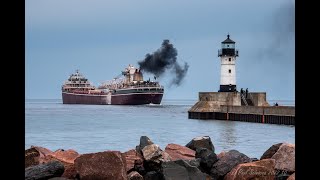 Listen to watch Undocking of The Wilfred Sykes at the Graymont dock Duluth departure as well [upl. by Anitnas533]