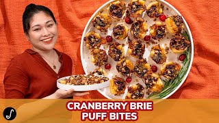 QUICK Thanksgiving Appetizer Cranberry Brie Puff Bites [upl. by Onitram816]