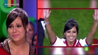 El saque de honor de Cristina Pedroche en el campo del Rayo Vallecano [upl. by Nallaf]