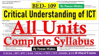 Critical Understanding of ICT  BED 109  Complete Syllabus  BEd Semester 1  By Pawan Mishra [upl. by Editha]