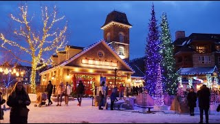 Winter CHRISTMAS VILLAGE amp Christmas Lights trail at Blue Mountain Holiday Magic December 4K [upl. by Boarer]