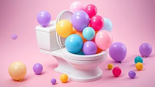 Can you flush it The colorful rainbow water balloon in the toilet [upl. by Kcirdneked]