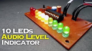 Simple 10 LEDs Audio Level Indicator Using LM3915 [upl. by Ecela]