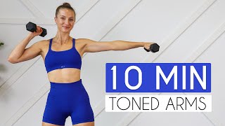 10 MIN TONED ARMS WORKOUT At Home Minimal Equipment [upl. by Koch907]