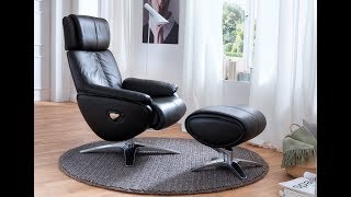 Relaxsessel quotSansonquot Leder schwarz mit Hocker [upl. by Eardnoed]