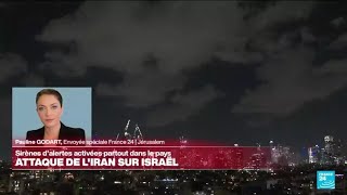 Attaque de lIran contre Israël  quotdes dizaines de missilesquot aperçus au dessus de Jérusalem [upl. by Ralaigh]