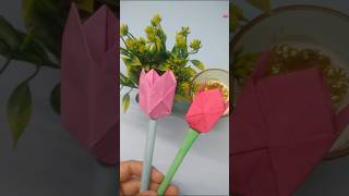 Easy tulip flower making 🌷tulip crafting easy paper flower ytshort [upl. by Karrie658]