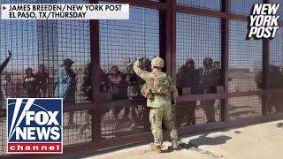 Migrants storm border attack National Guard troops [upl. by Innes370]