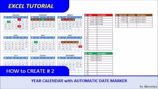 How to Create Excel Calendar for Specific Year with Automatic Date Marker [upl. by Lichter]