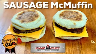 Sausage McMuffin McDonalds Copycat  How to make a Sausage McMuffin  Camp Chef Flat Top Griddle [upl. by Hackney]