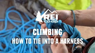 How to Tie Into a Climbing Harness With a Figure 8 Knot  REI [upl. by Jezebel110]