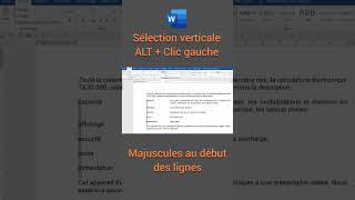 Word  Sélection verticale shorts [upl. by Evilc934]