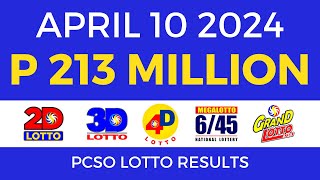 Lotto Result April 10 2024 9pm PCSO [upl. by Nnylcaj198]