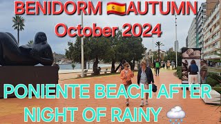 30 MINUTES OF BENIDORM 🇪🇸 PONIENTE BEACH WALK 🌩 OCTOBER 2024  4KHDR Autumn Walking Tour beach [upl. by Otreblon]