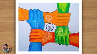 Unity in diversityUnited India drawing with oil pastel [upl. by Rasure]