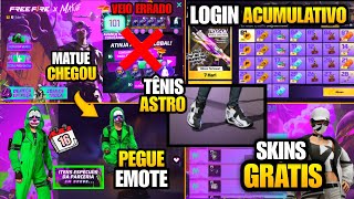 PEGUE AGORA EMOTE GRÁTIS DO MATUE SKIN GRÁTIS EVENTO DE LOGIN E MAIS NOVIDADES FREE FIRE [upl. by Eireva]