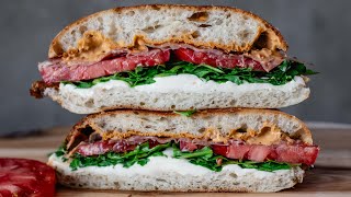 Fresh Mozzarella amp Arugula Sandwich with Sundried Tomato Pesto  Easy Recipe [upl. by Feliza]