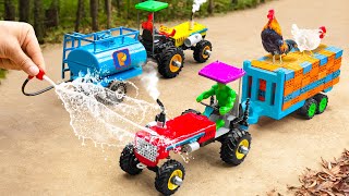 DIY mini tractor transporting gasoline rescue heavy truck  diy Fire Truck rescues Petrol Pump [upl. by Iroak146]