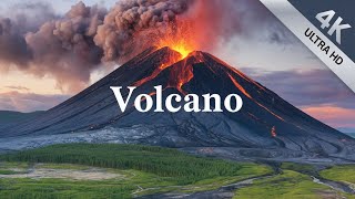 Volcano 4K  Lava and Volcanoes With Relaxation Music [upl. by Kerin]