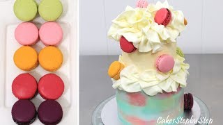 Marble Buttercream Macarons Cake  Easy To Make by Cakes StepbyStep [upl. by Nohtanoj]