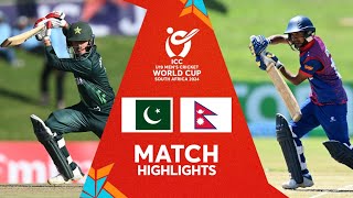 Pakistan v Nepal  Match Highlights  U19 CWC 2024 [upl. by Boehike]