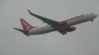 Corendon Airlines B737800 Takeoff Groningen Airport Eelde [upl. by Bordie]