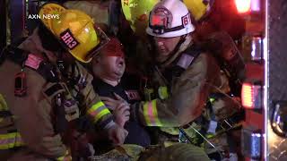 Firefighter Trapped in Burning Building Collapse  Victory Baptist Church  Los Angeles CA [upl. by Mert]