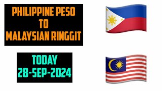 1 PHILIPPINE PESO TO MALAYSIAN RINGGIT CURRENCY EXCHANGE RATES TODAY 28 September 2024 [upl. by Adelric]