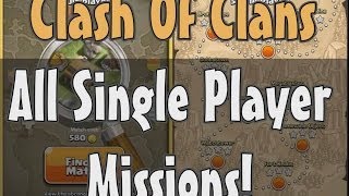 Clash Of Clans All Single Player Missions [upl. by Yelsel]