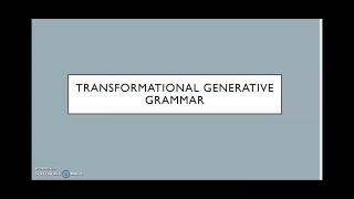 Transformational Generative Grammar Part 1  Sem 5 BA Linguistics Uty of Kerala [upl. by Aleil]