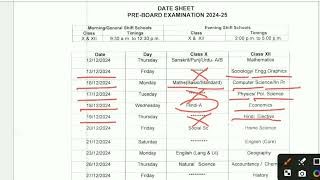 PRE BOARD DATE SHEET 202425 OUT। DELHI GOVERNMENT SCHOOL PRE BOARD EXAM DATE SHEET [upl. by Enoitna]