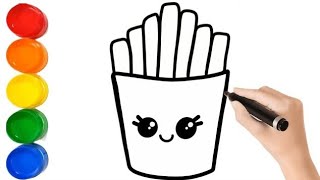 How to Draw French Fries Step by Step  Easy Drawing Tutorial [upl. by Bevvy]