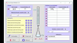 Simulation einer Titrationskurve Ammoniak wird mit Salzsäure titriert Ihor Patsay [upl. by Mcquoid638]