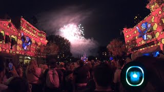 Mickey’s Mix Magic with Fireworks amp MagicBand Overlay End of Main Street Perspective 4K Video [upl. by Warthman]