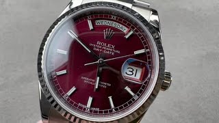 Rolex Day Date CHERRY RED Dial 118239 Rolex Watch Review [upl. by Oyam]