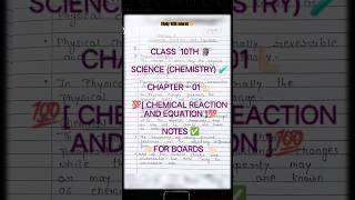 Chemical reaction amp equation🧪✨ Handwritten Notes based on class 10 Science NCERT book 📚 by  Adarsh [upl. by Lein]