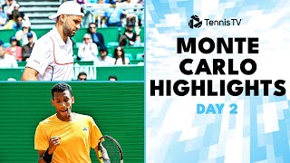 Khachanov vs Norrie Dimitrov Tsitsipas amp AugerAliassime Play  MonteCarlo 2024 Highlights Day 2 [upl. by Eytteb]