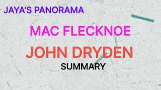 MAC FLECKNOE BY JOHN DRYDEN  SUMMARY [upl. by Nav]