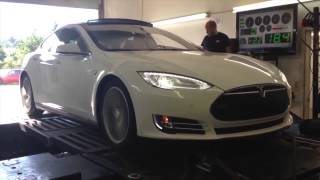 Electric Car  263hp TeslaS Dyno  English Racing [upl. by Etat]