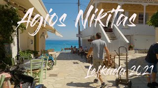 Lefkada 2021  Agios Nikitas village Walking Tour 4K [upl. by Urien]