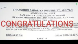 BZU LLB 3 YEAR PART 2 DATE SHEET ANNUAL EXAM 2021 amp 2020  BZU LLB EXAM UPDATES  BZU LAW STUDENTS [upl. by Casper494]