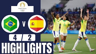 Brazil vs Spain  42  Womens Football  Paris 2024 Highlights  brazil vs spain womens football [upl. by Wernher847]